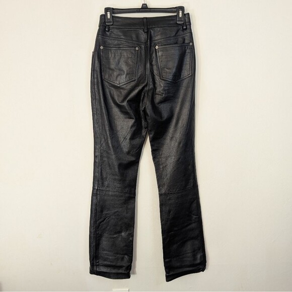 Vintage Maxima Wilsons Black Genuine Leather Straight Leg Pants Women's Size 6 - Picture 4 of 9